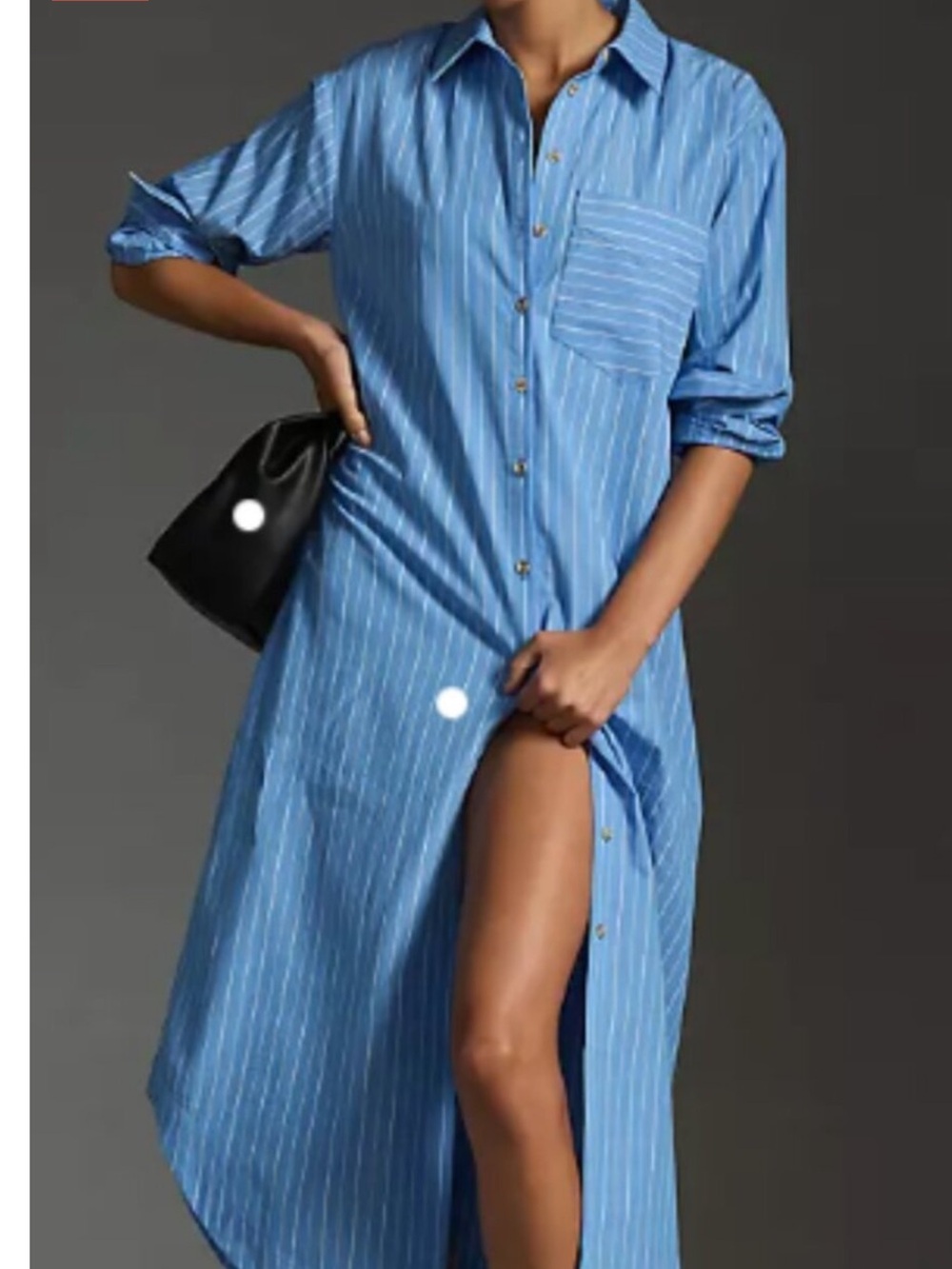 Anthropologie Maeve Soren Midi Shirtdress Blue & White Pinstripe
